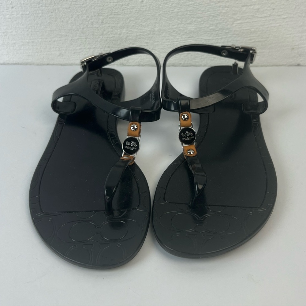 Coach Black Sandals with Silver and Brown Details - Picture 2 of 8